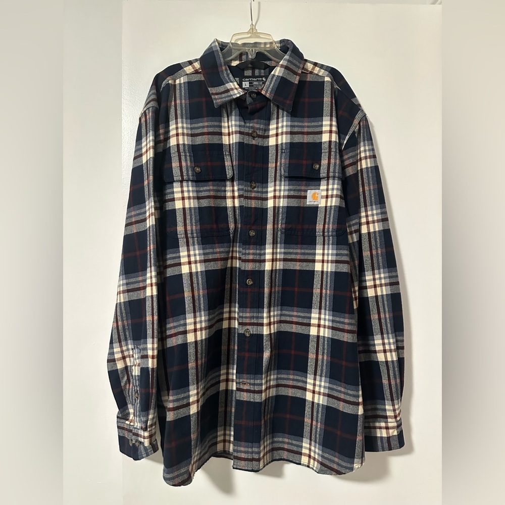 Like New Men’s Carhartt Flannel Button Up Work Shirt Size L